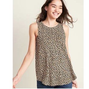 OLD NAVY Sleeveless LUXE Leopard Print Round Hem Tunic Tank Top L
